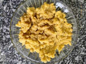 Soft boiled white matar (white peas) pressure cooked and ready for matar kulcha recipe