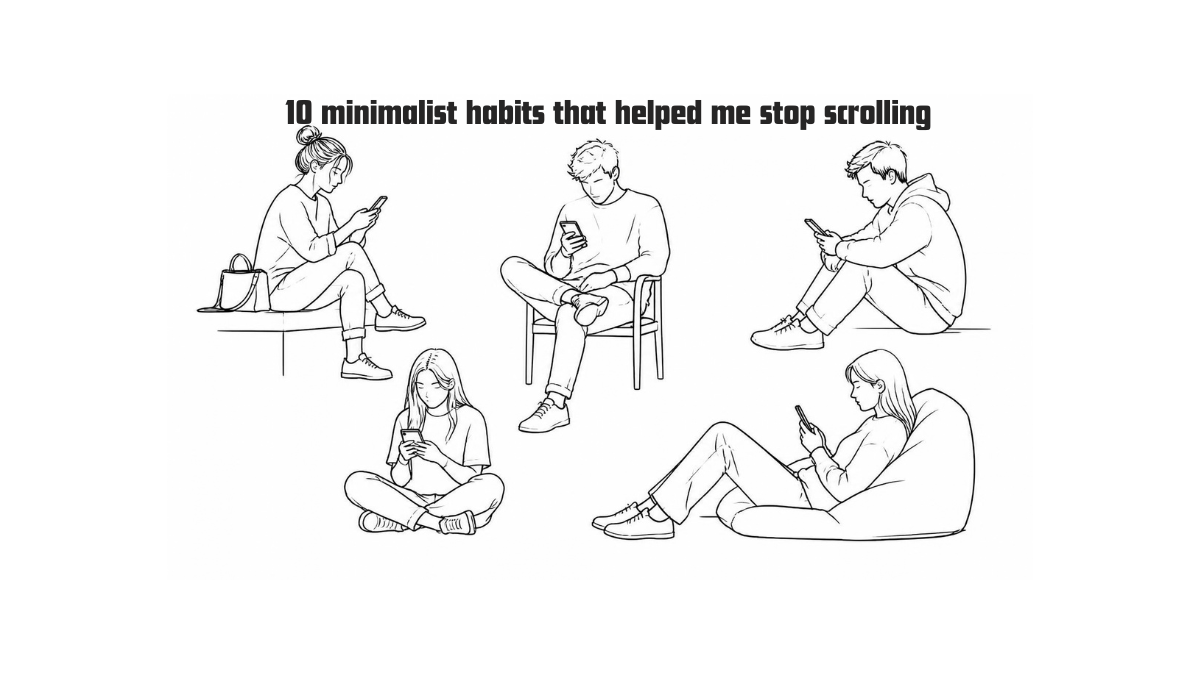 Group of people scrolling on their smartphones, highlighting modern digital habits and excessive screen time.