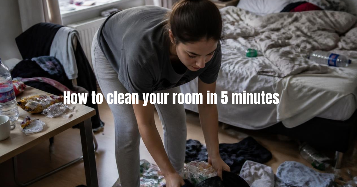 A clean and tidy bedroom after using quick 5 minute room cleaning hacks, demonstrating how to clean your room fast.